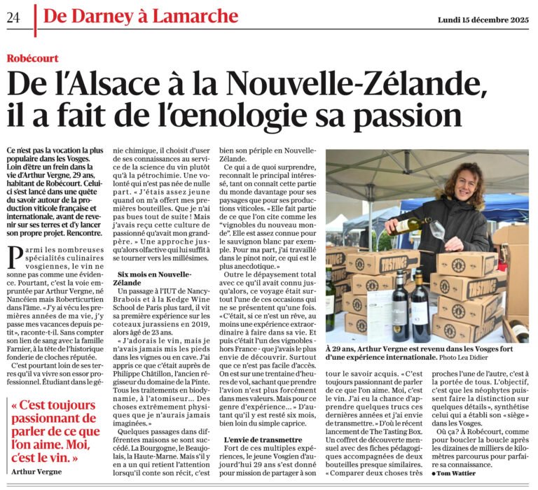 Article de Vosges Matin consacré à The Tasting Box